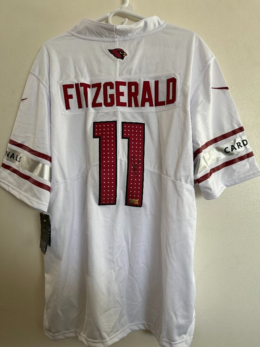LARRY FITZGERALD SIGNED ARIZONA CARDINALS AUTOGRAPHED NIKE JERSEY w/COA  L 6-3A